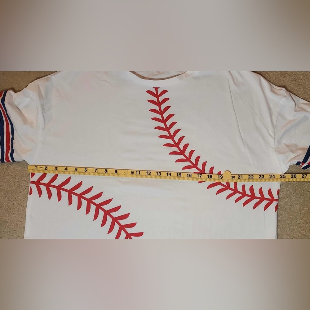💵NEW💵White Baseball Stitch T-Shirt size XL ⚾️ - Picture 6 of 8